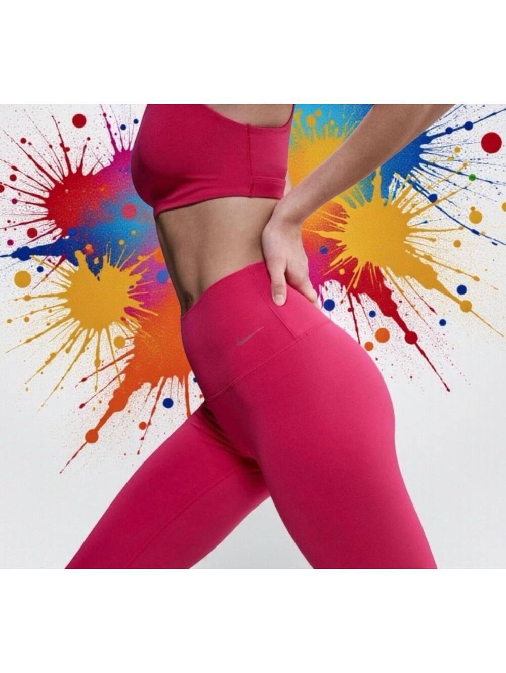 $100 Nike XL Zenvy High Waisted 7/8 Leggings Adobe Yoga Pants Women  DQ6015-666
